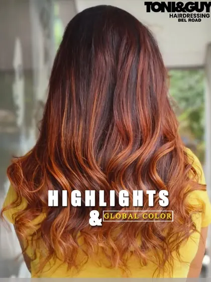 A still shot of the fiery global color and highlights. The combination of deep reds and bright oranges creates a stunning, sunset-inspired look.