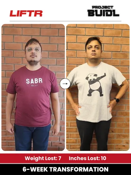 Siddharth wanted to lose weight and gain strength, and he achieved both by dropping 7 kg and 10 inches. This front view shows his impressive results.