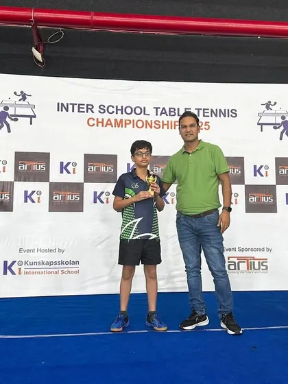 Here is our Under-14 player recognized for his 3rd place finish at the Inter-School Championship. We are proud to see our young athletes succeed in competitive environments.