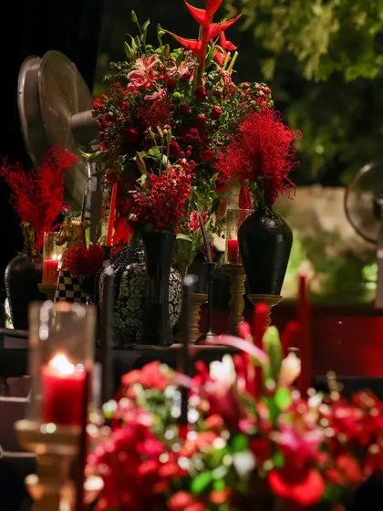 A view of the rich floral arrangements and decor, showcasing the depth and texture we bring to our event styling.