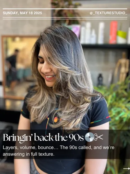 Bringin' back the 90s with these voluminous, bouncy layers. The 90s called, and we're answering in full texture.
