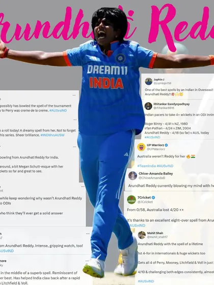 When a player delivers a spell of a lifetime, the world takes notice. The social media buzz around Arundhati Reddy's incredible bowling performance against Australia shows the kind of attention our players command.