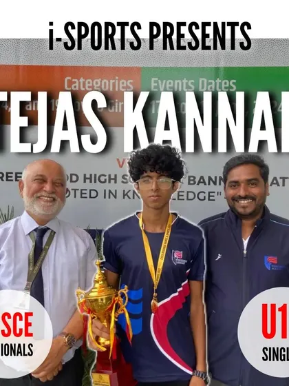 Tejas Kannan clinches the U19 Singles title at the CISCE Regionals, another proud presentation from i-Sports.