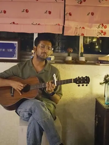 A solo acoustic setup is perfect for house concerts. Just me and my guitar, creating a warm and personal atmosphere for everyone to enjoy.