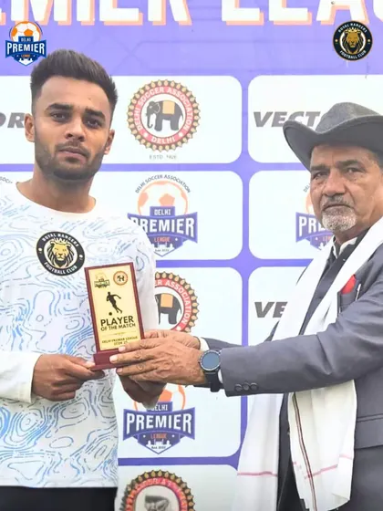 Recognizing excellence. Our player receives the Player of the Match award for his outstanding performance in our 7-0 victory. A well-deserved honor.
