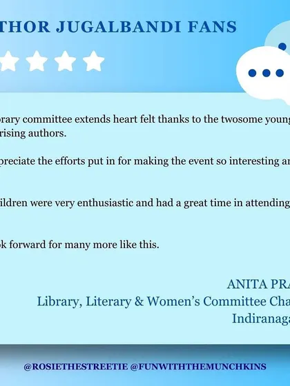 A duplicate of the lovely testimonial from the Indiranagar Club. We look forward to many more events with them.