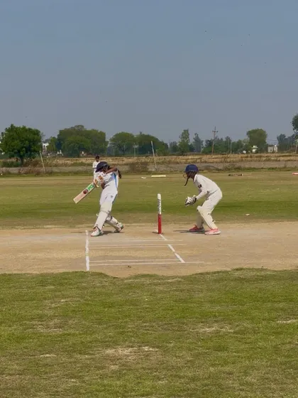 Captain Aditi playing a powerful shot during her fifty.