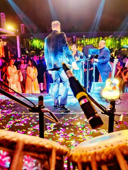 A view from my seat on the stage at a show in Ranchi. Looking out at the audience and my fellow musicians is the best feeling.