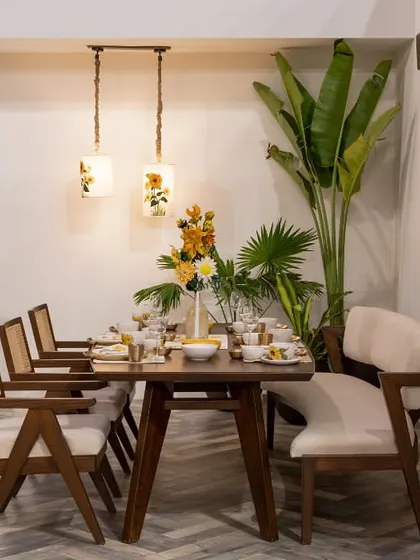 This dining space, created for a collaboration with Gaurang Home, showcases our mid-century modern inspired chairs. The clean lines and warm textures create a mindful and effortlessly elegant atmosphere for shared meals.