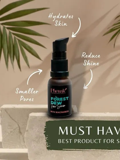This is a must-have for healthy skin. My Forest Dew Face Serum is packed with natural ingredients like tea tree and neem to hydrate, reduce shine, and shrink pores, giving your skin a natural, balanced glow.