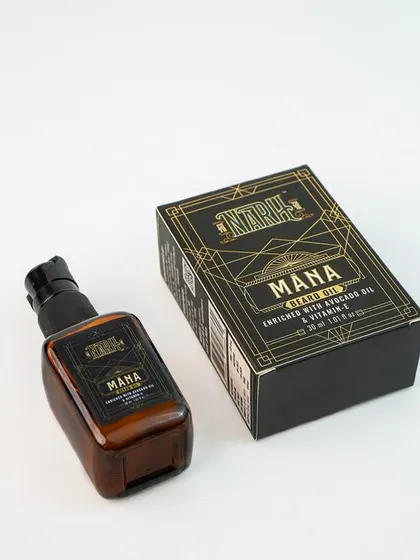 A classic e-commerce shot for a men's grooming brand, featuring the product and its packaging. The clean, white background ensures the focus is entirely on the product, which is essential for clear listings on websites and apps like Amazon.
