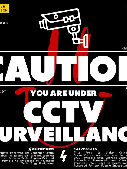 For a more subtle or modern aesthetic, this black version of my "Caution" sign offers high contrast and a serious tone. It informs visitors and potential intruders that the premises are actively monitored by advanced technology.