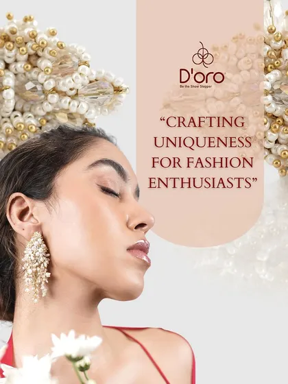 A creative shot showcasing the uniqueness of our pearl and crystal danglers, crafted for fashion enthusiasts.