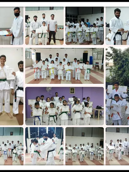 This collage showcases the diversity of our students, all celebrating their new ranks after a successful belt exam.