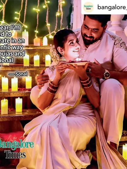 The festive glow of Diwali. It was a pleasure to create these special, coordinated outfits for such a memorable occasion for them.