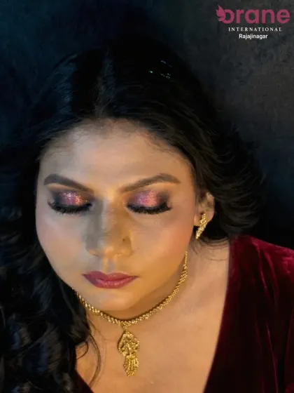 A close-up of the glittery smokey eye, a timeless look for any glamorous event.