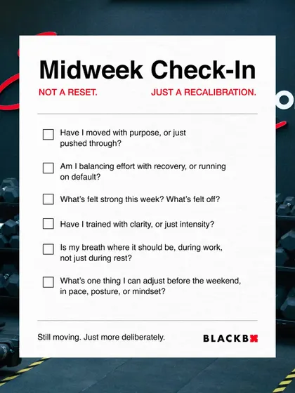 A midweek check-in is not a reset, but a recalibration. It's a moment to assess your effort, recovery, and mindset to finish the week strong.
