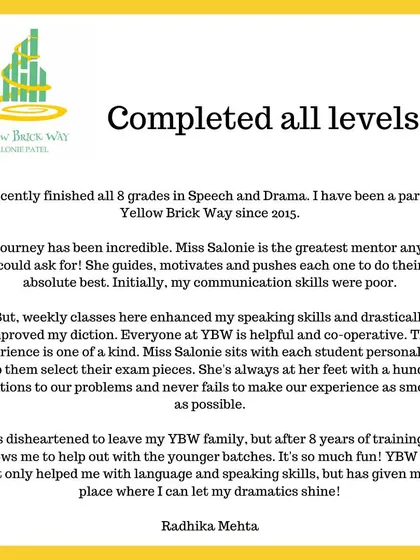 From student to mentor. This testimonial comes from a student who completed all 8 grades with us and now helps out with our younger batches, a true testament to the community we've built.