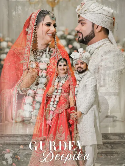 Another beautiful wedding collage, blending close-ups with full-length portraits.