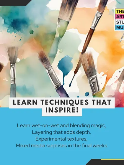 In my watercolor course, you will learn inspiring techniques like wet-on-wet blending, layering for depth, and creating experimental textures.