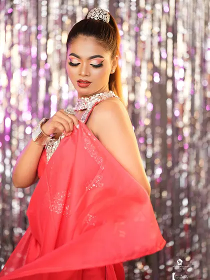 This shot captures the movement of the outfit and the confident attitude of the model.