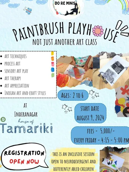 "Every child is an artist." I'm so excited to announce my Paintbrush Playhouse art sessions, where children can explore art techniques, sensory art, and Indian art styles in an inclusive and fun environment.