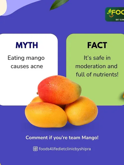 Myth: Eating mango causes acne. Fact: It's safe in moderation and full of nutrients. Don't fear our delicious summer fruits.