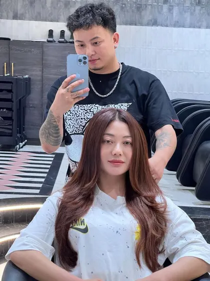 A great haircut can be just as transformative as color. Here, a fresh cut enhances the client's beautiful brown hair.