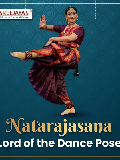 Natarajasana, the Lord of the Dance Pose. A beautiful graphic showcasing this significant and graceful posture.