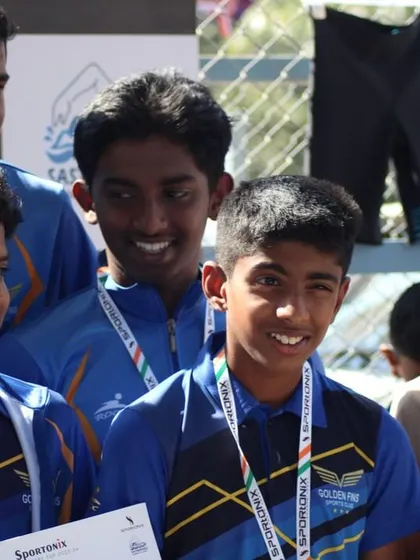A close-up of the happy faces of our swimming champions after the award ceremony.