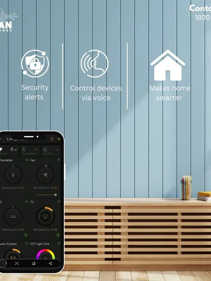 Our mobile app makes your home smarter by giving you control over all your devices via voice, setting up security alerts, and monitoring the status of your lights, fans, and AC.