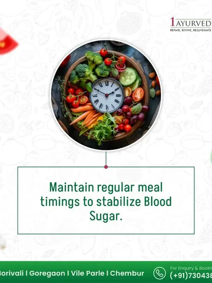 When you eat is just as important as what you eat. Maintaining regular meal timings helps to stabilize blood sugar and keep your 'agni' (digestive fire) strong, preventing the formation of 'ama' (undigested food) that can lead to weight gain.