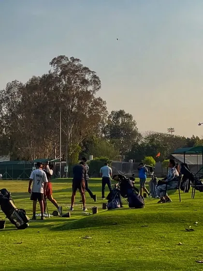 A beautiful, hazy afternoon on the range with a group of friends enjoying a round of practice.