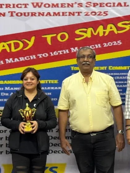The winners of a category at the WCG Women’s Special Badminton Tournament during the final day presentation.