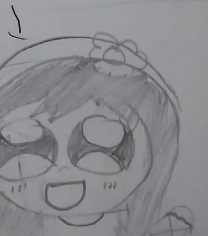 A happy, smiling character drawn by one of our young artists. These sessions are all about finding joy in the creative process.