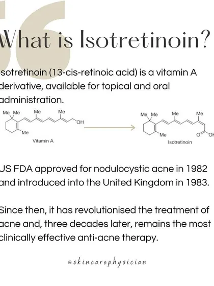 As a vitamin A derivative, Isotretinoin has revolutionized the treatment of severe acne. This slide explains its chemical background and its history as a clinically effective therapy for nodulocystic acne.