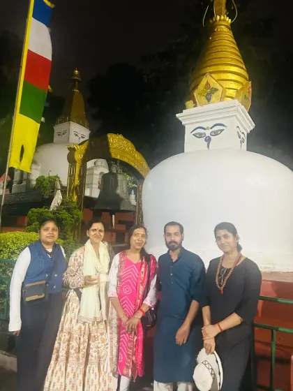 Our group of seekers at a smaller stupa near the main Bouddhanath complex. Every corner of this sacred site resonates with peace and devotion.
