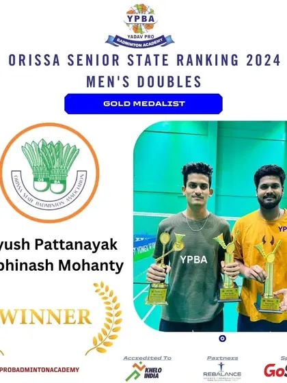 Ayush Pattanayak and Abhinash Mohanty winning the Men's Doubles Gold at the Orissa Senior State Ranking 2024.