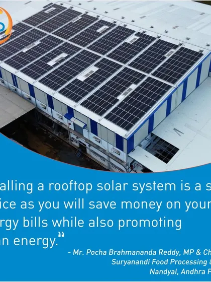 Suryanandi Food Processing & Seeds is meeting 55% of its electricity needs with a 300 kWp system, saving them INR 30 lakhs every year. They are now planning a second installation with us.