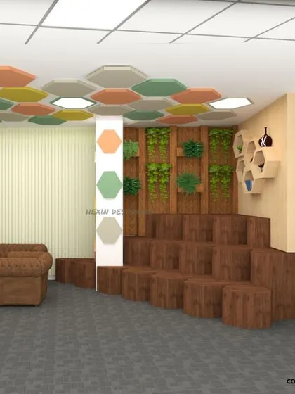 A duplicate of image 72, illustrating a creative and collaborative breakout space in an office.