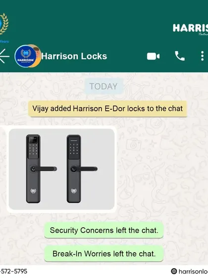 Once Harrison E-Dor locks joined the chat, security concerns and break-in worries left. This clever WhatsApp-themed graphic shows how our locks eliminate all your safety worries.