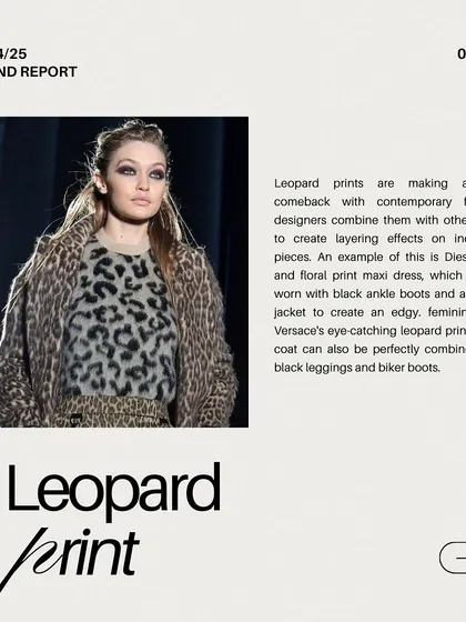Leopard print is making a bold comeback. Designers are combining it with other prints for a modern layering effect. A leopard print coat can be paired with black leggings and biker boots for an edgy, feminine vibe.