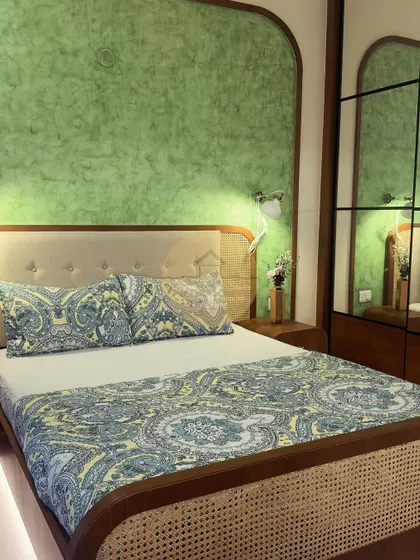 A collection of our bedroom designs, showcasing various styles from modern minimal to ethnic traditional. Each space is crafted to be a unique sanctuary, featuring custom furniture, layered lighting, and thoughtful details.