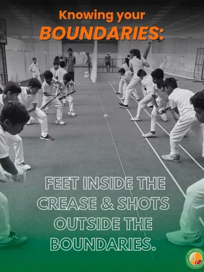 An important lesson on boundaries: keeping your feet inside the crease to play powerful shots. This graphic illustrates the concept of using the crease to your advantage.