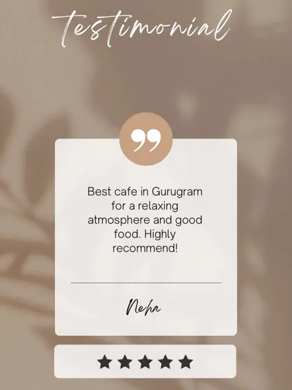 Neha's recommendation means a lot. Creating a relaxing atmosphere with good food is exactly what I aim for.