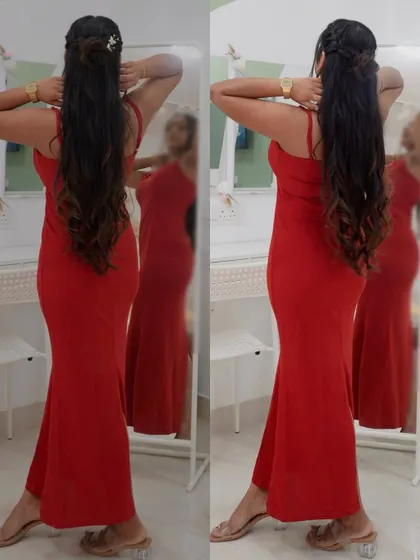 The back view of my party hairstyle, showing off the soft curls and the elegant twist. This style adds so much volume and movement.