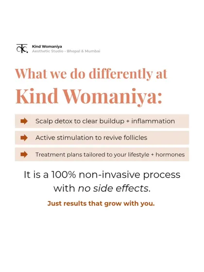 Our approach is different because we focus on results that last. We start with a scalp detox to clear inflammation, then use active stimulation to revive follicles, all with a plan tailored to your lifestyle and hormones.