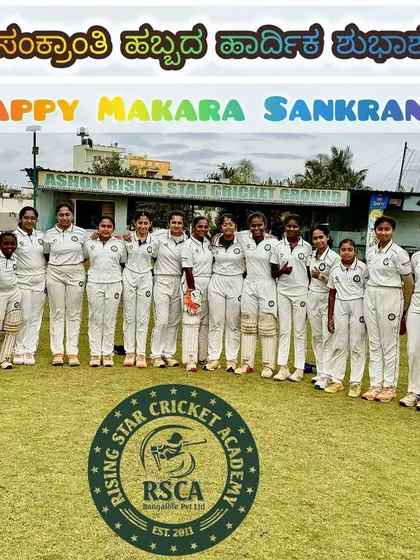 Our women's team in their cricket whites, pictured here for a festive greeting, representing the academy with pride.