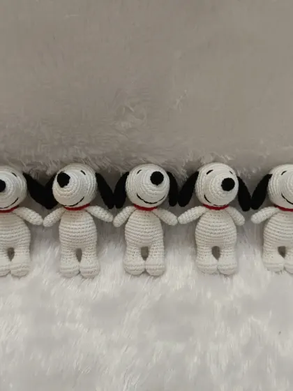 For all the Snoopy fans out there! I made this little group for a custom order, and they look so cute together. Each one is perfectly sized to be a keychain, a bag charm, or a little pocket toy.