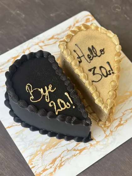 One side says goodbye to the 20s, the other says hello to the 30s. This clever half-and-half cake is perfect for celebrating the milestone, sliced between chaos and clarity.